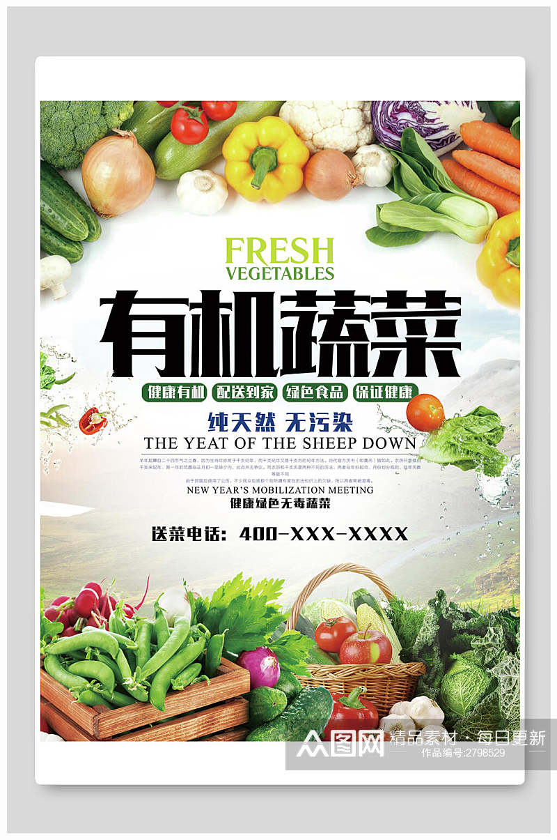 天然有机蔬菜食品促销海报素材