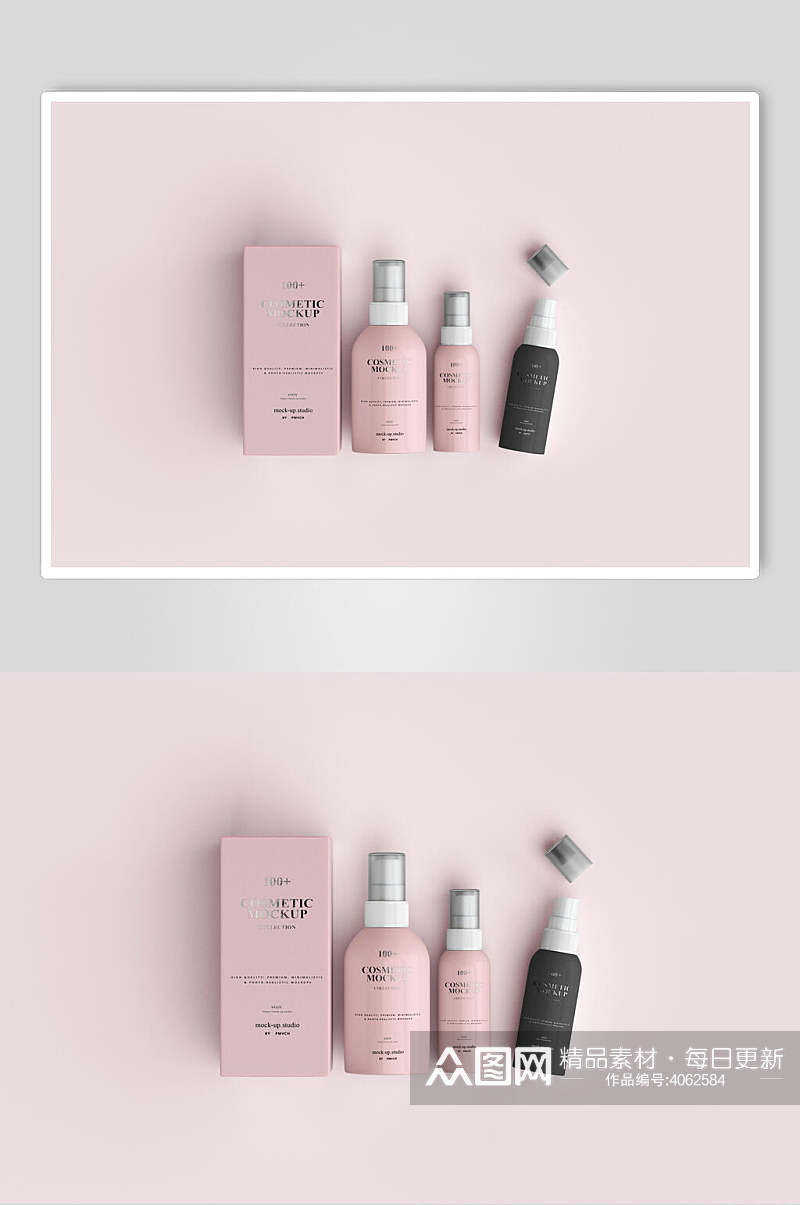 粉色瓶子化妆品护肤品美妆包装样机素材