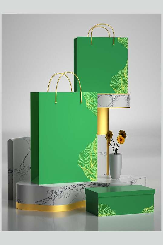 绿色时尚典雅礼盒展示vi样机