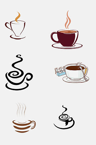 时尚茶咖啡饮料简笔画免抠元素
