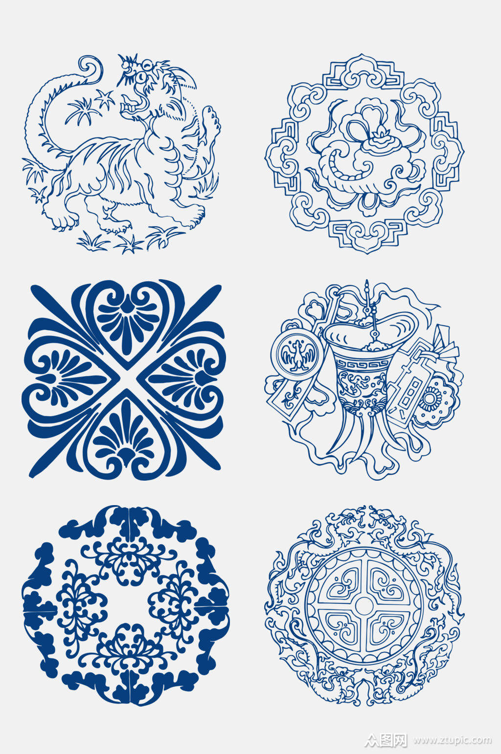 精致青花瓷免抠设计元素