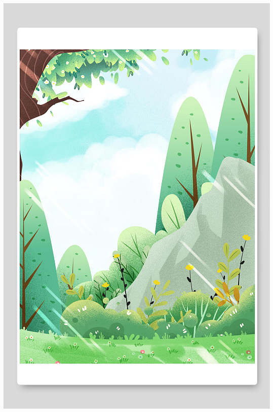 森系手绘植物海报背景素材
