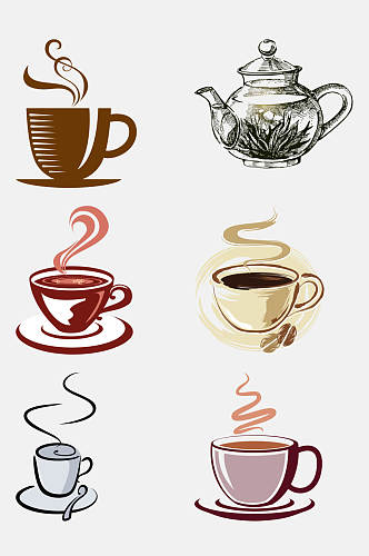 飘香美味茶咖啡饮料简笔画免抠元素