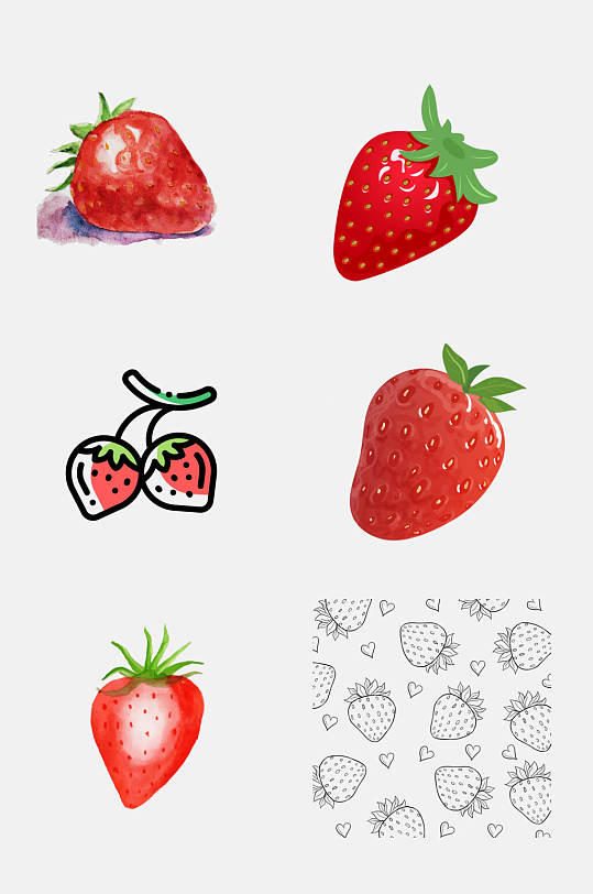 水果创意卡通草莓免抠元素