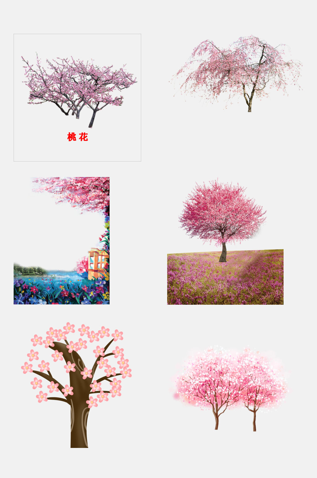 炫彩樱花桃花树免抠设计素材素材