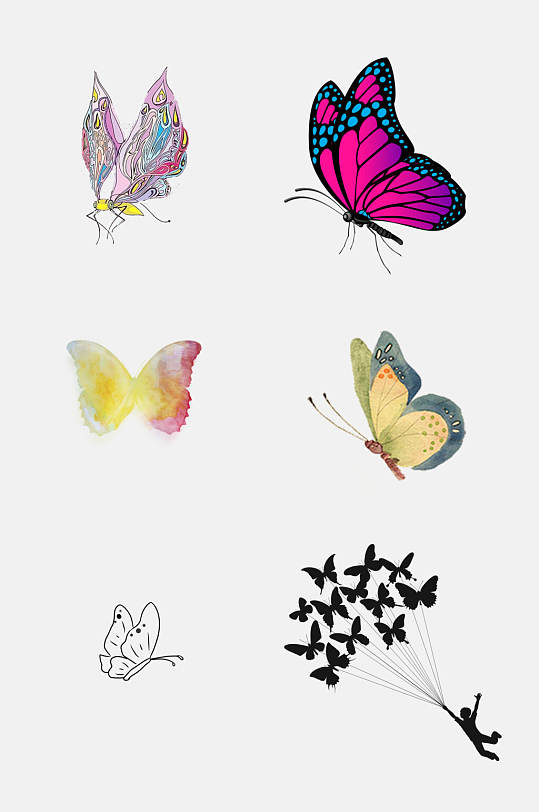 炫彩时尚蝴蝶昆虫免抠素材炫彩时尚蝴蝶昆虫免抠设计素材炫彩时尚手绘