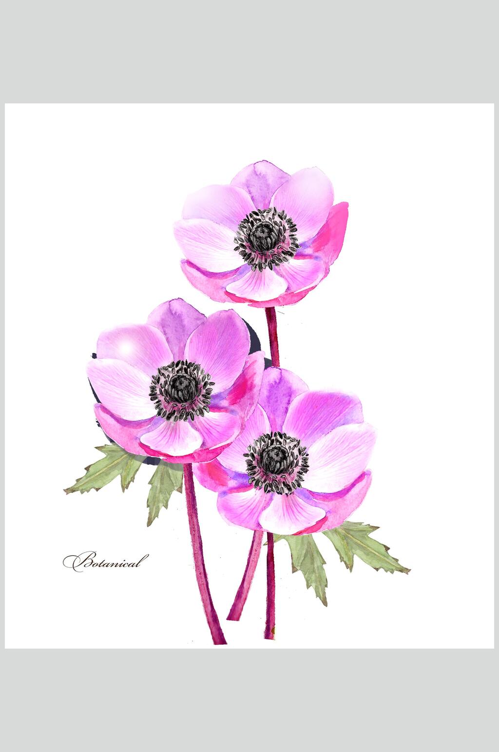 水彩紫色鲜花花卉素材素材