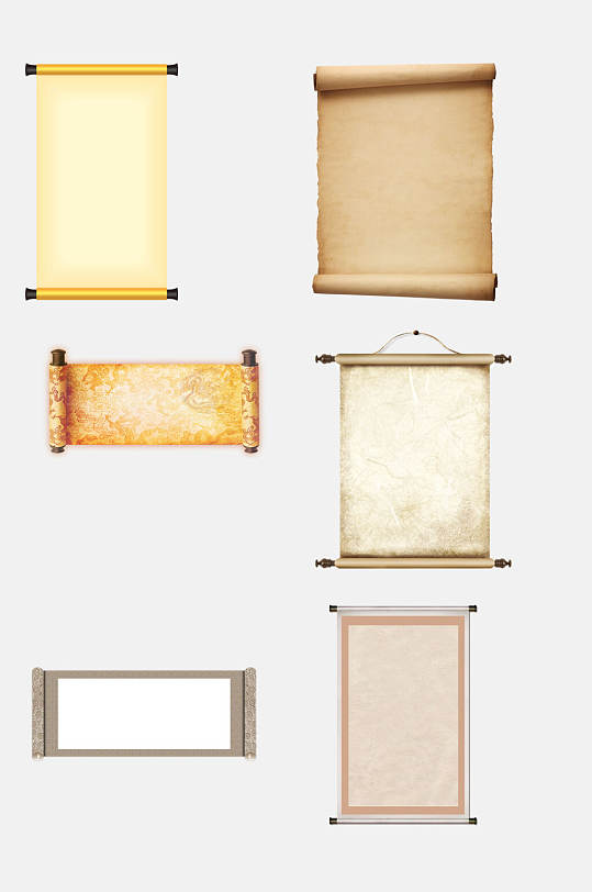 中式挂画卷轴免抠元素