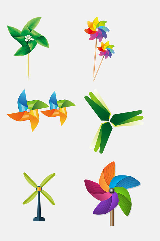 炫彩风车免抠设计元素