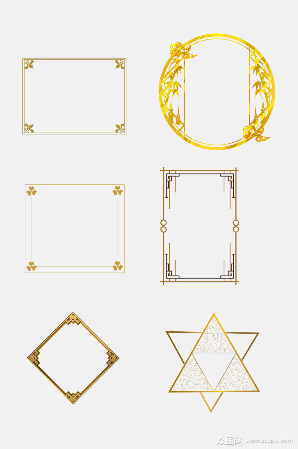 中式金色边框免抠元素