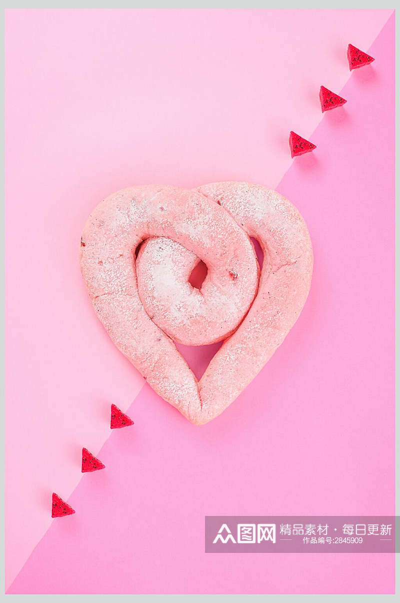 粉色爱心食物面包素材图片素材