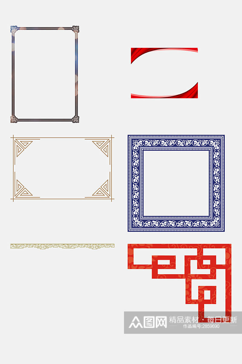简约中国风边框免抠设计元素素材