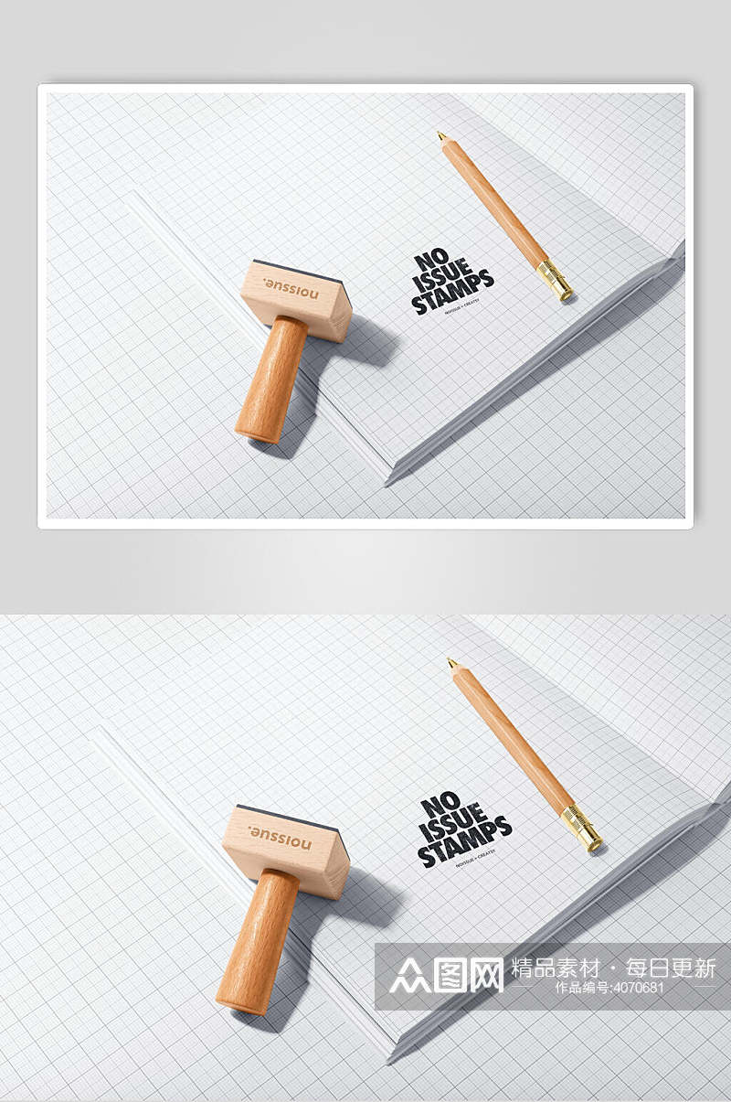 线条铅笔木头创意大气印章样机素材