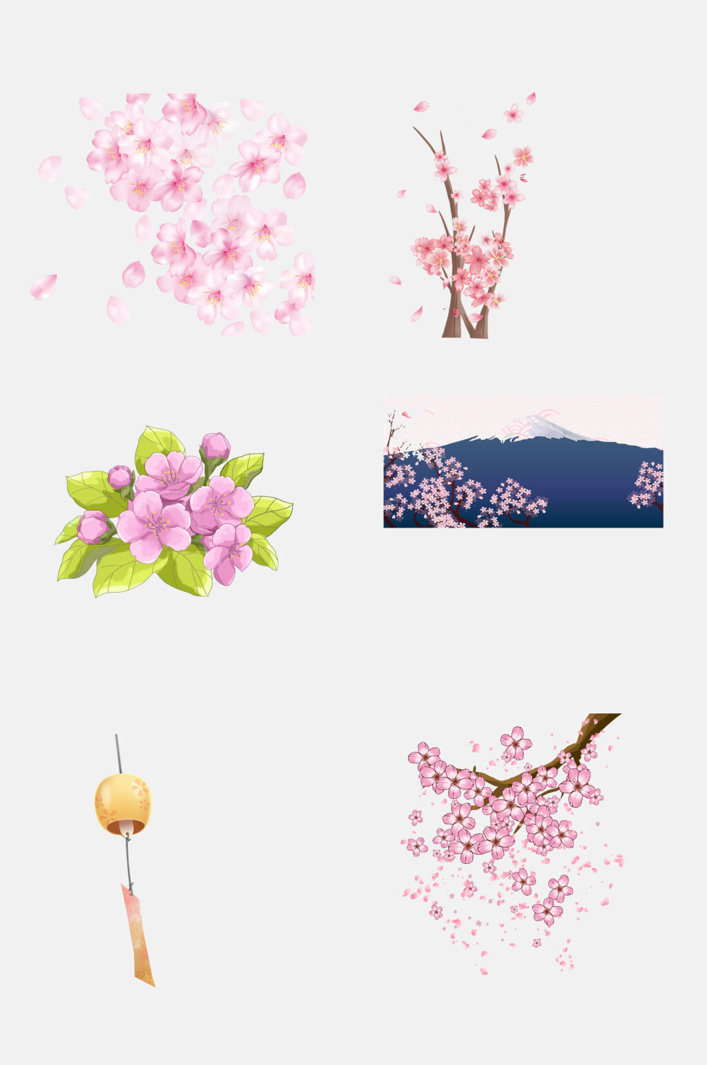清新浪漫粉樱花桃花免抠素材素材