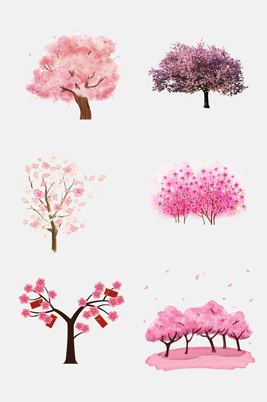 粉色浪漫樱花桃花树免抠素材