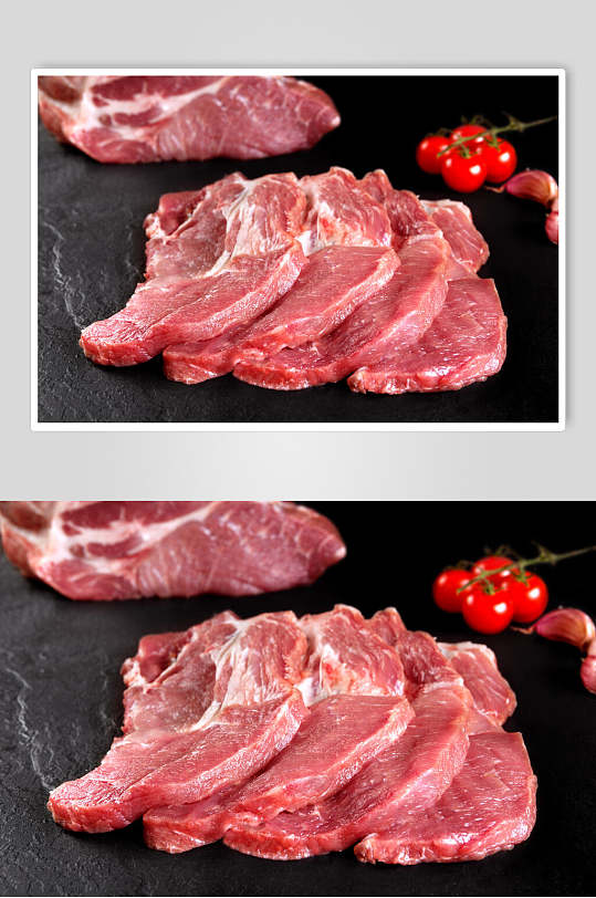 新鲜猪肉牛排餐饮食品图片