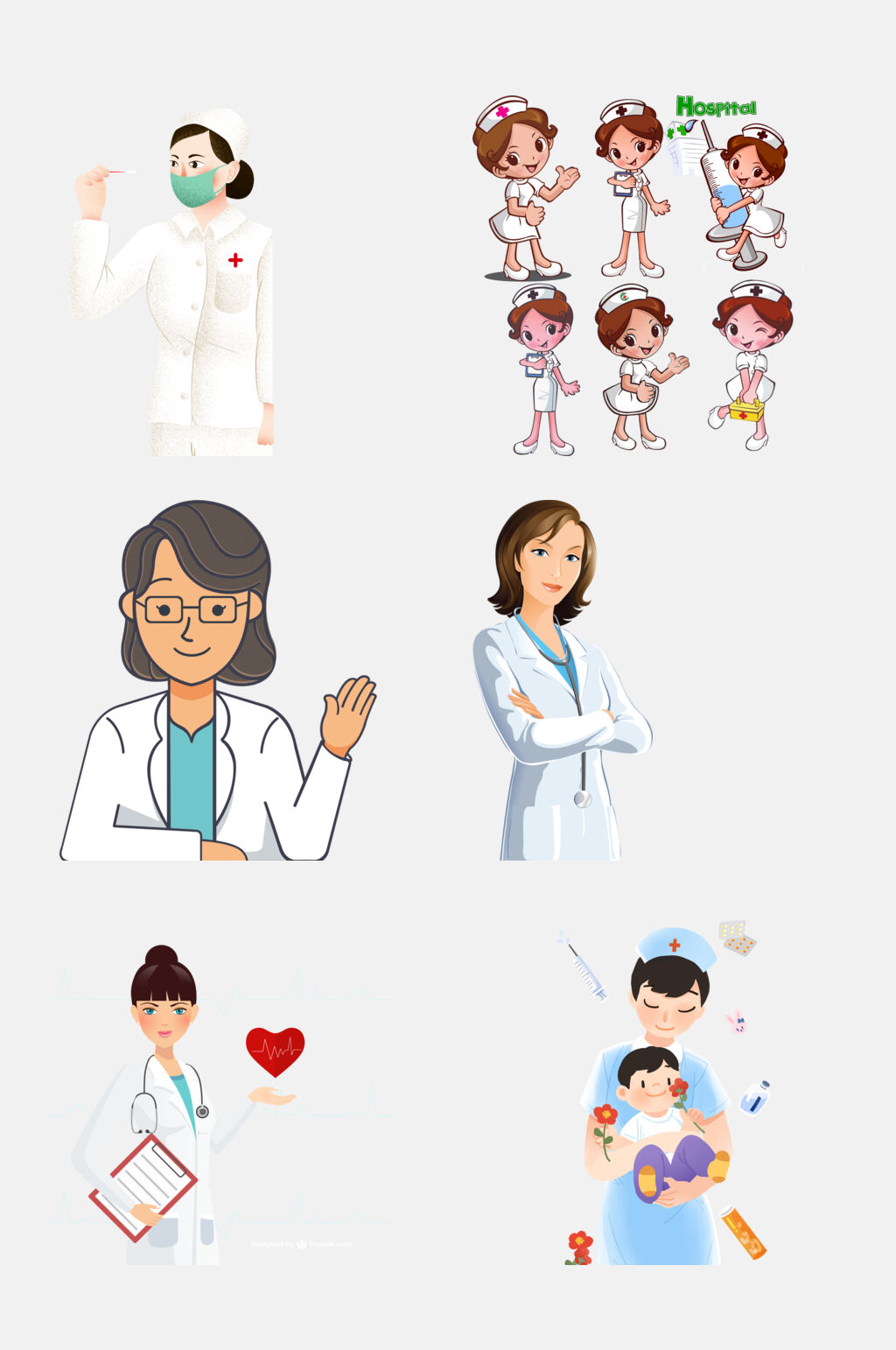 卡通创意医生护士疫情免抠素材