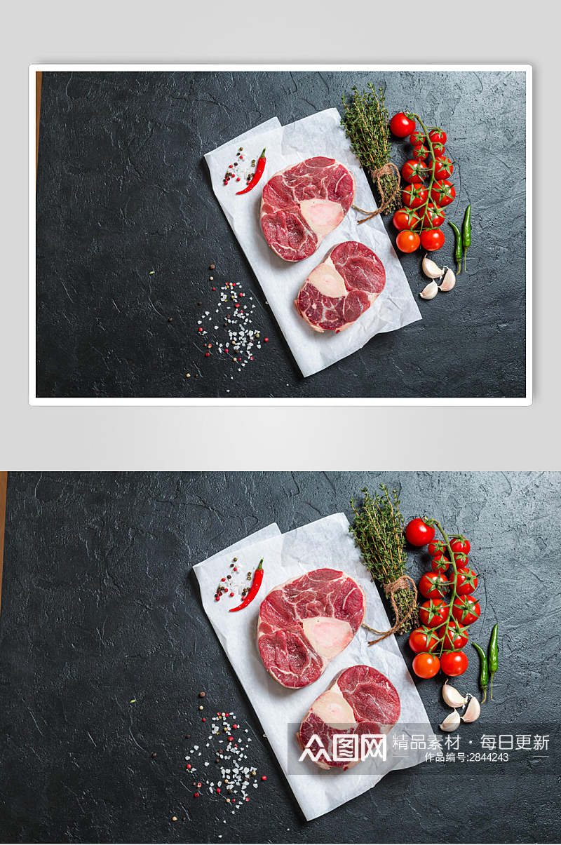 西红柿猪肉牛排食材摄影图片素材