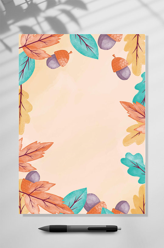 叶子感谢信信纸背景WORD表格-众图网