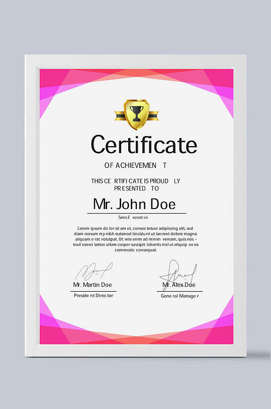 简约英文版矢量证书奖状模板-众图网