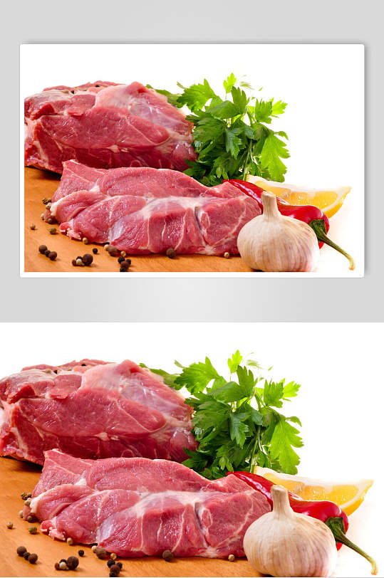 大蒜猪肉牛排餐饮食品图片