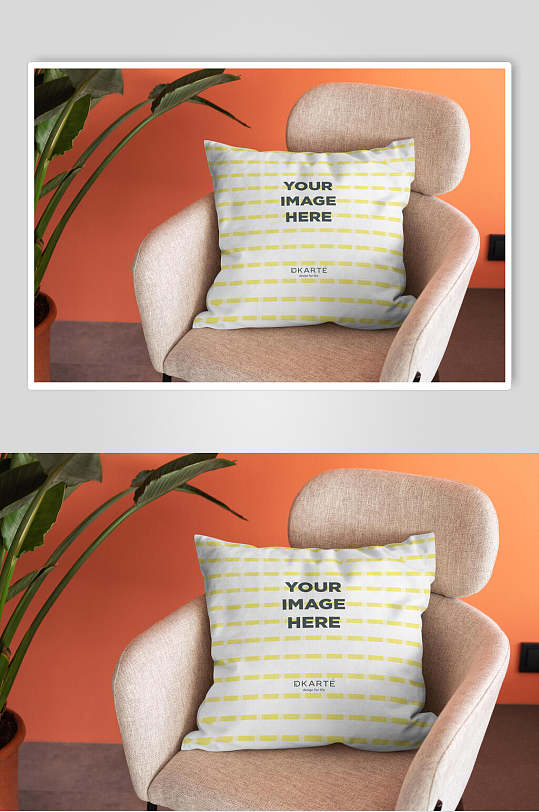 时尚沙发黄色高端创意清新抱枕样机