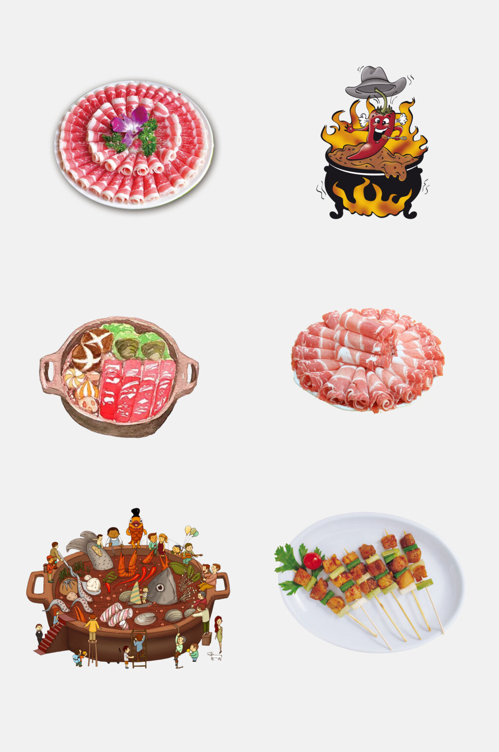 中华美食火锅串串免抠素材 元素素材