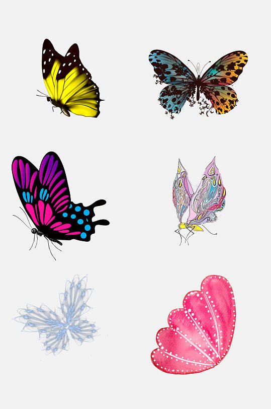 炫彩创意时尚蝴蝶免抠元素