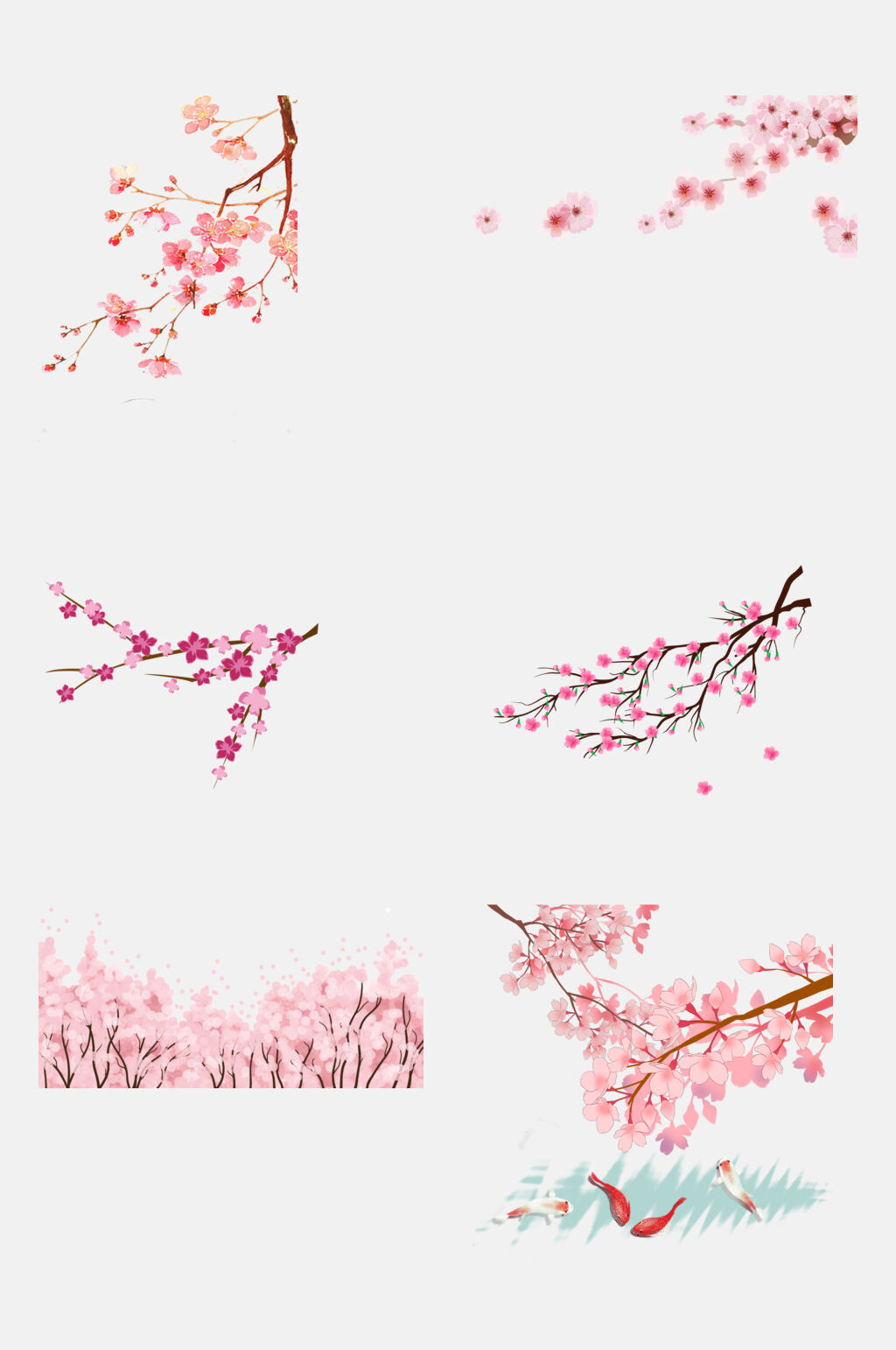 清新鲜花粉樱花桃花免抠素材素材