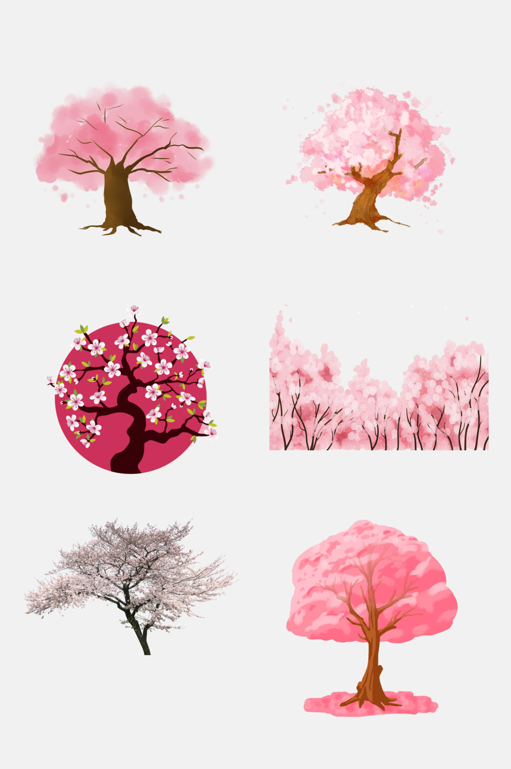 粉色花海创意樱花桃花树免抠设计素材素材