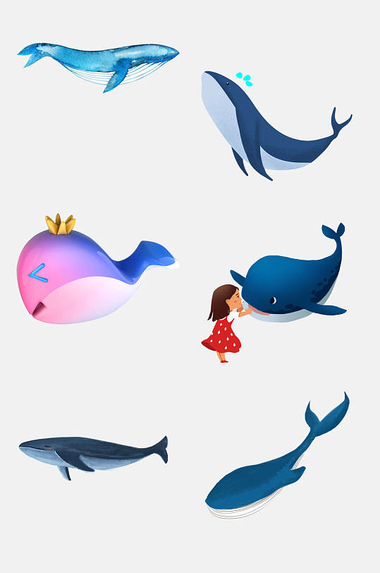 卡通鲸鱼动物海免抠设计素材