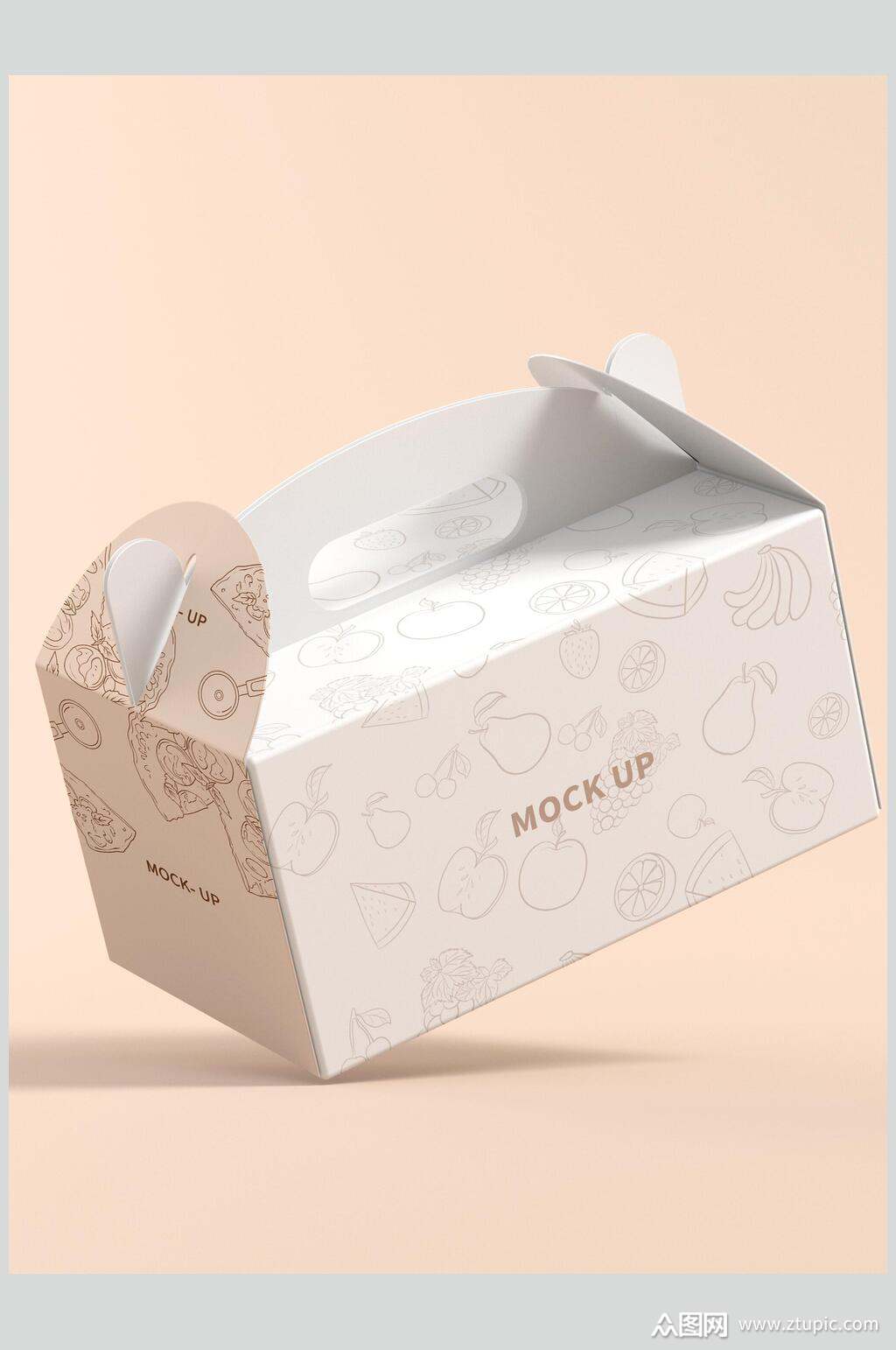 简约清新线条手绘黄色手提盒子样机素材