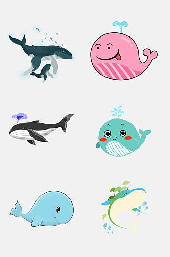 可爱鲸鱼动物海免抠素材