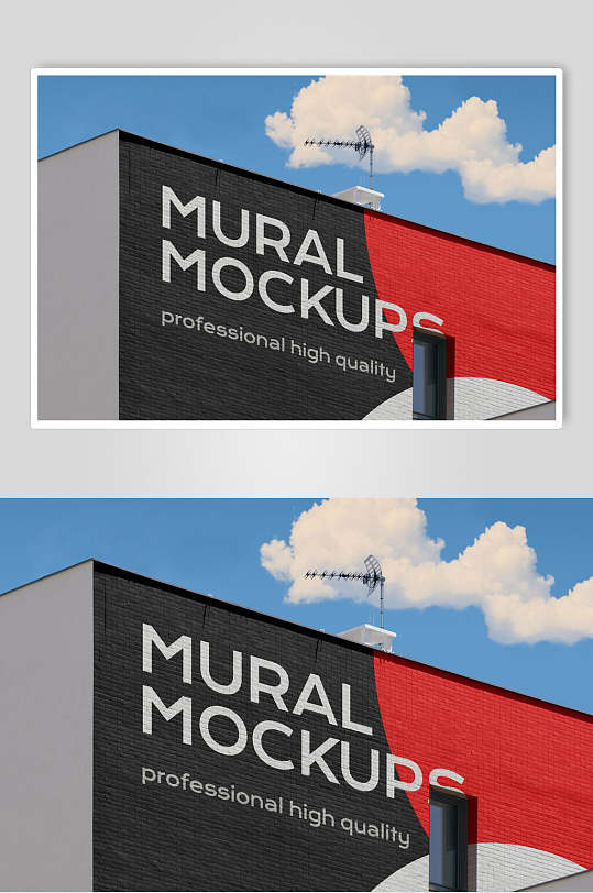 经典黑红墙壁海报墙画样机