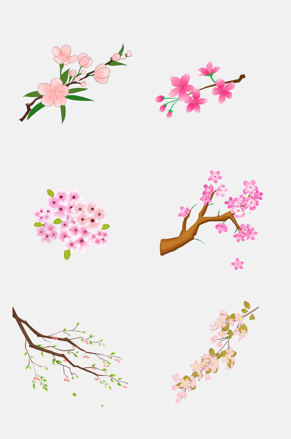清新花卉粉樱花桃花免抠素材素材