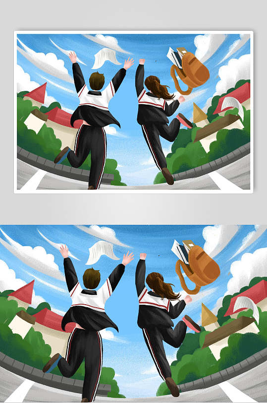 简约青少年高端大气创意毕业插画