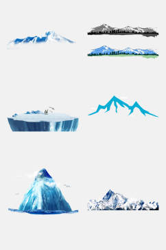 清新冰川雪山免抠元素