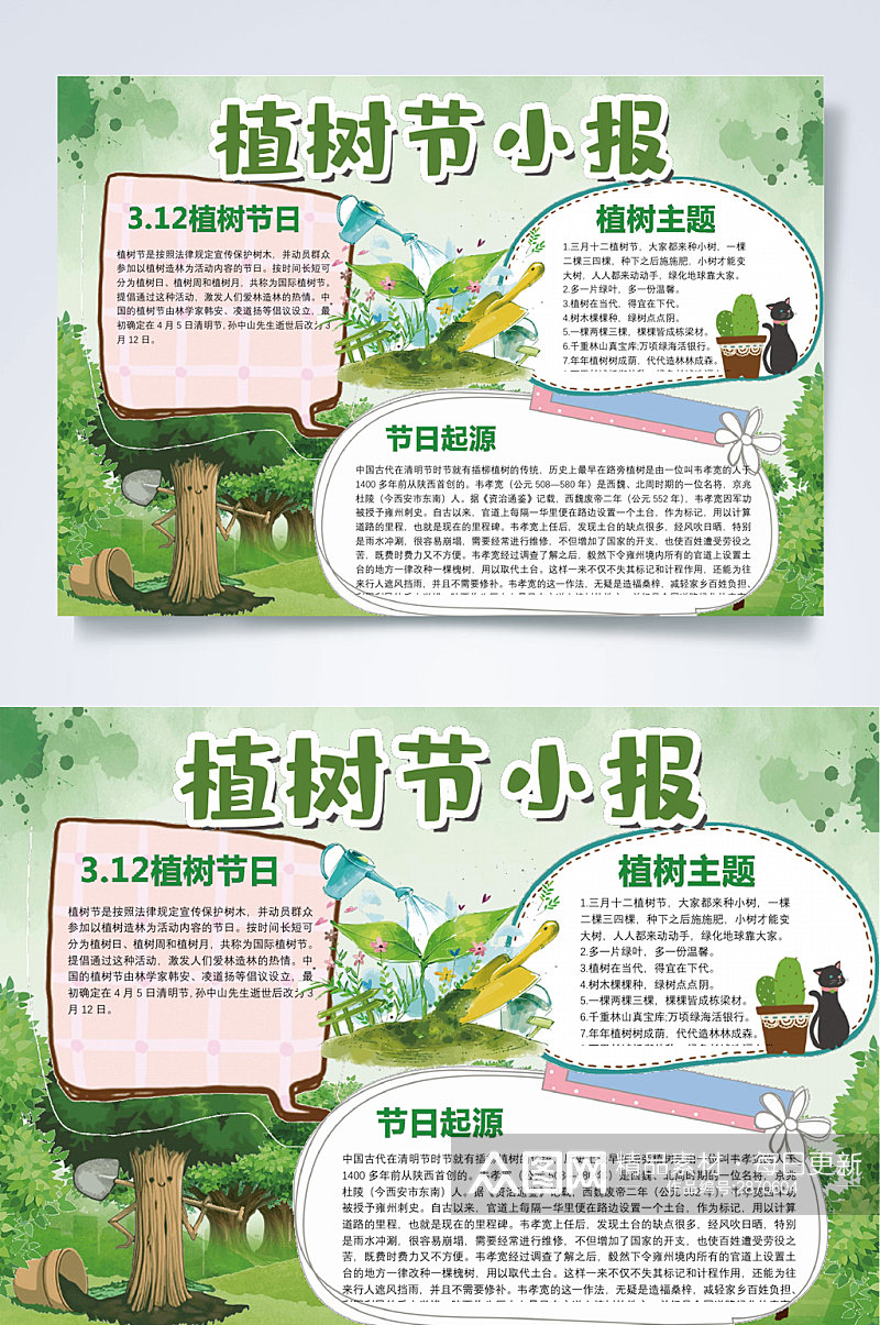 绿色植物植树节宣传小报WORD素材