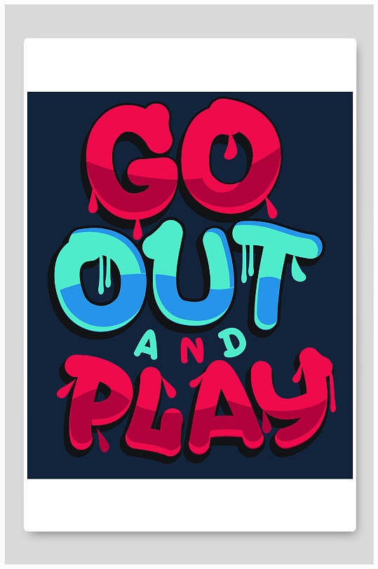 时尚蓝红清新嘻哈摇滚涂鸦矢量插画