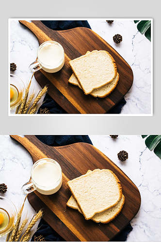 牛奶面包食品摄影图片