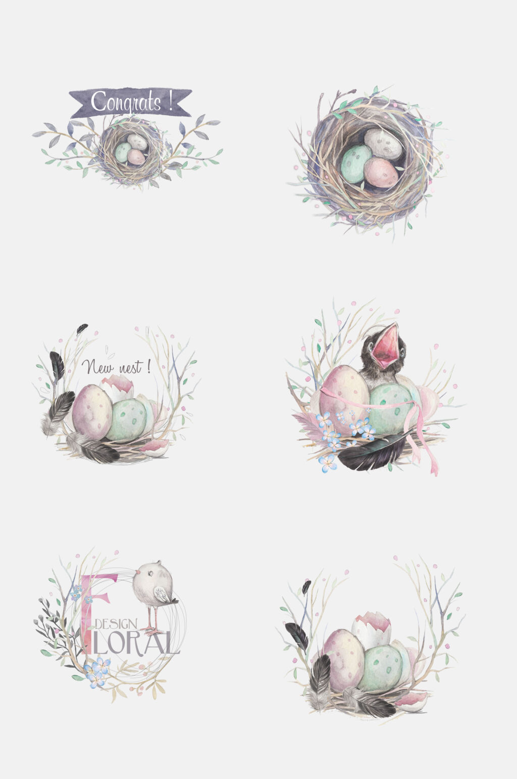 水彩唯美花卉森系动植物免抠元素素材