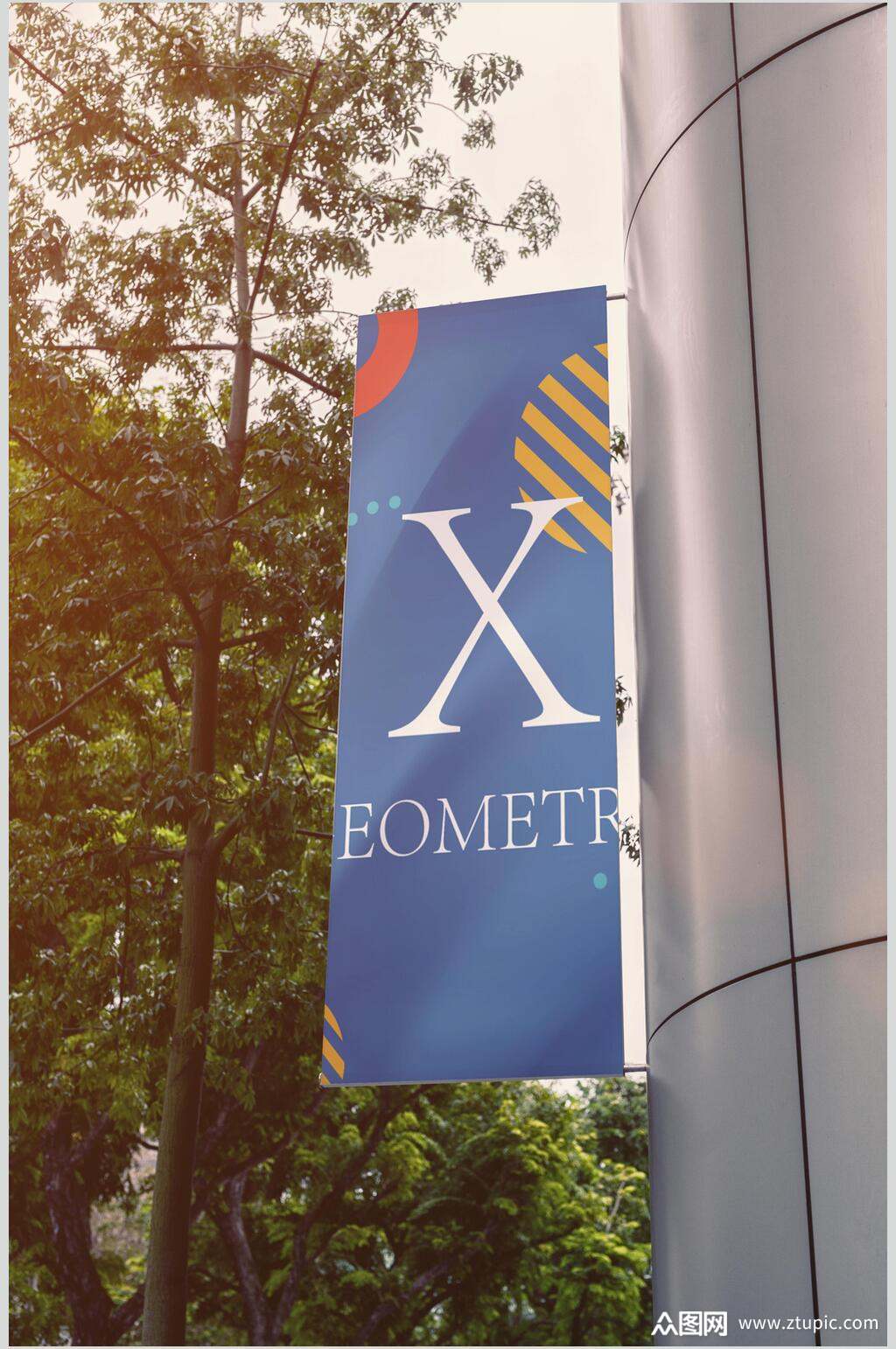 蓝色吊旗样机素材