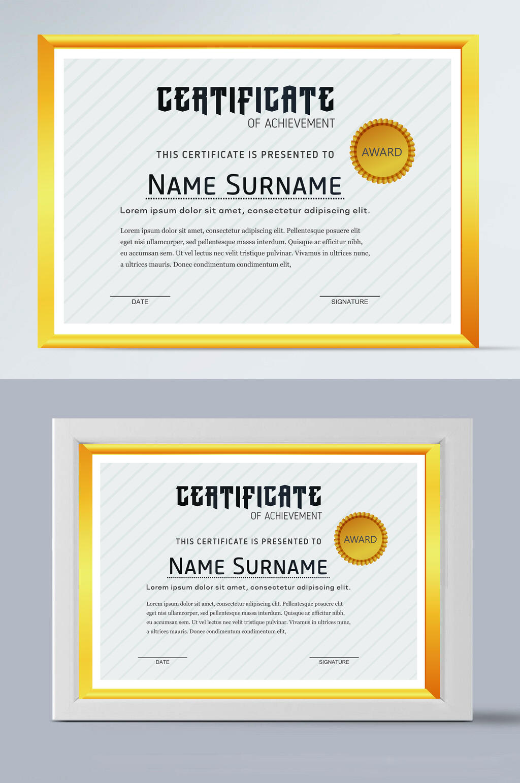 金边渐变英文版矢量证书奖状模板素材下载-众图网