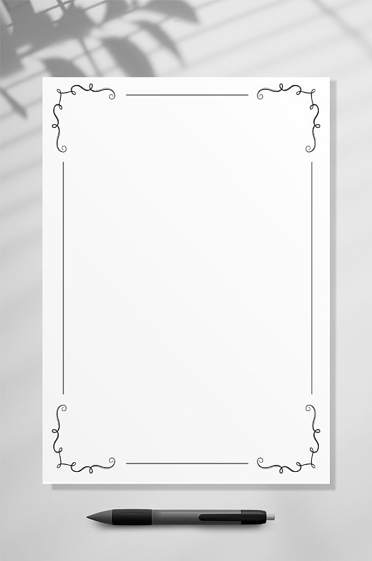 简线感谢信信纸背景WORD表格-众图网