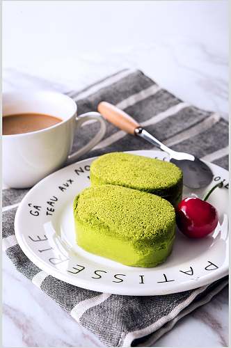 抹茶蛋糕面包素材图片