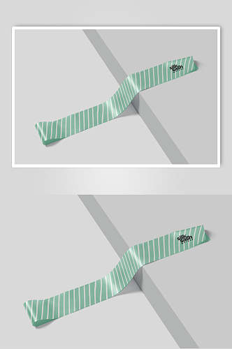 线条绿色简约创意大气时尚丝带样机