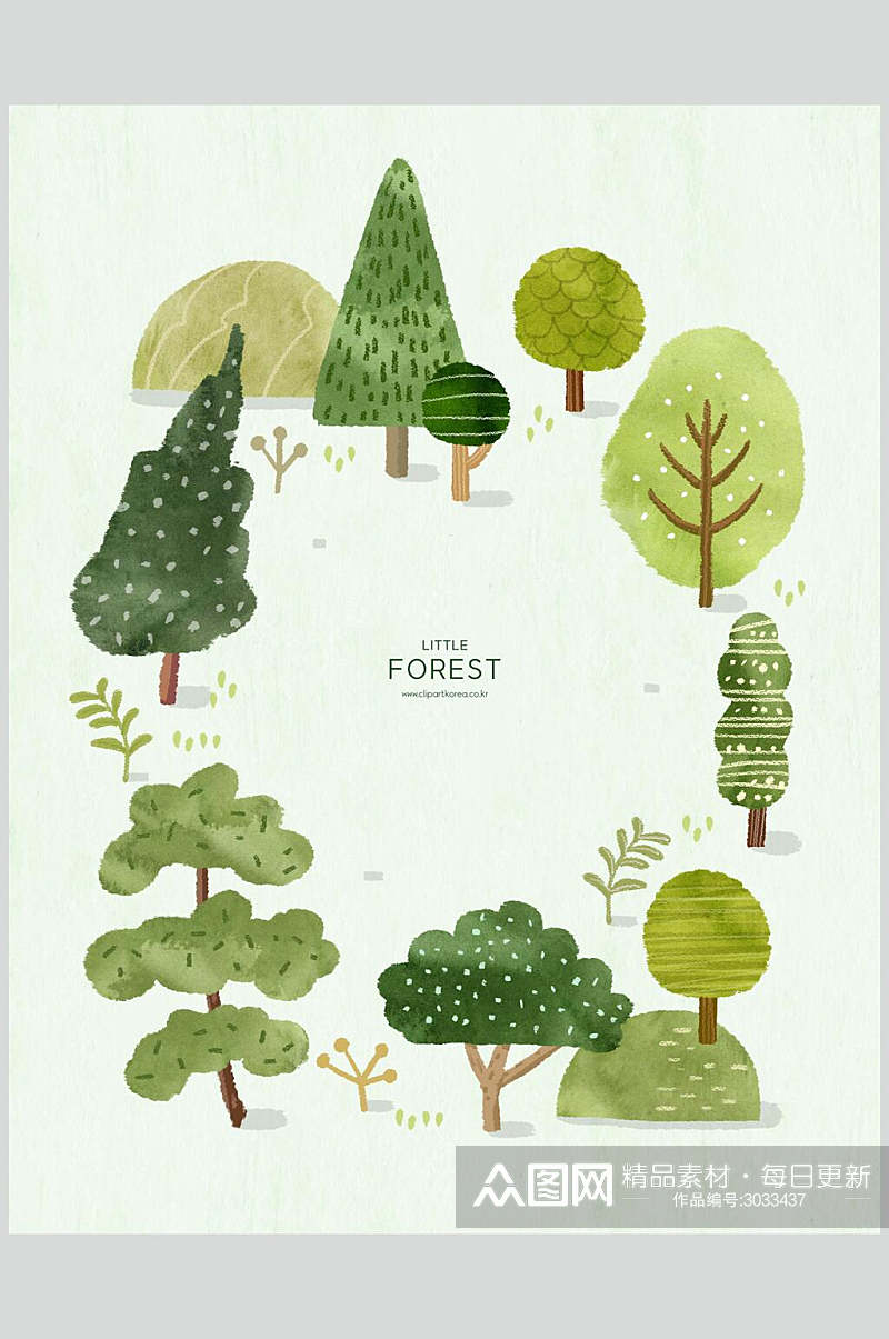 清新创意森林树木素材素材