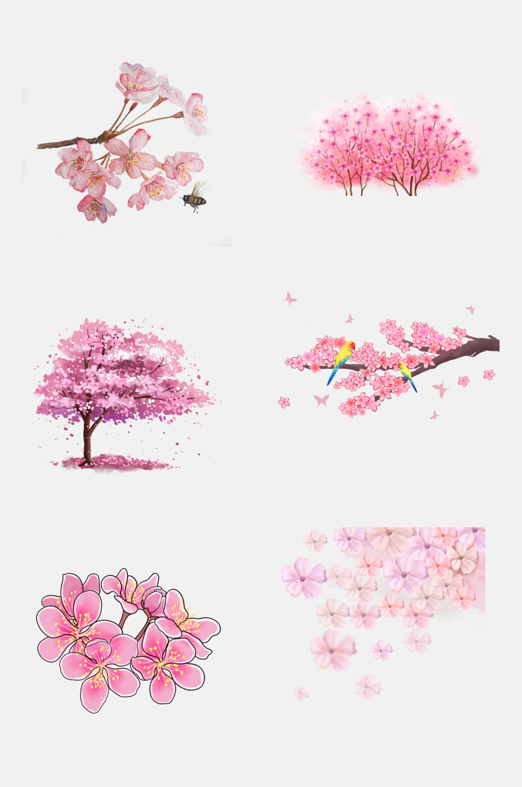 浪漫时尚粉樱花桃花免抠设计素材素材