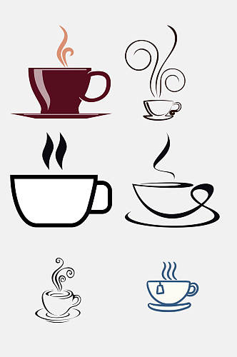 茶咖啡饮料简笔画免抠元素