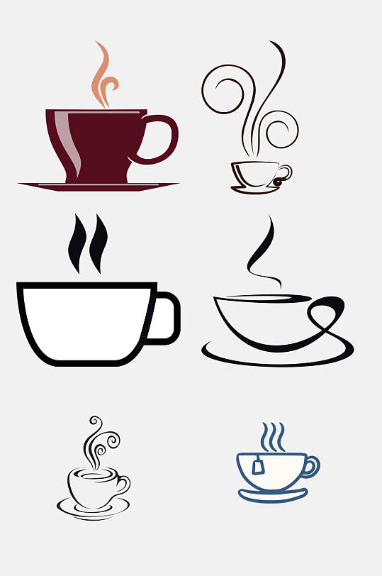 茶咖啡饮料简笔画免抠元素